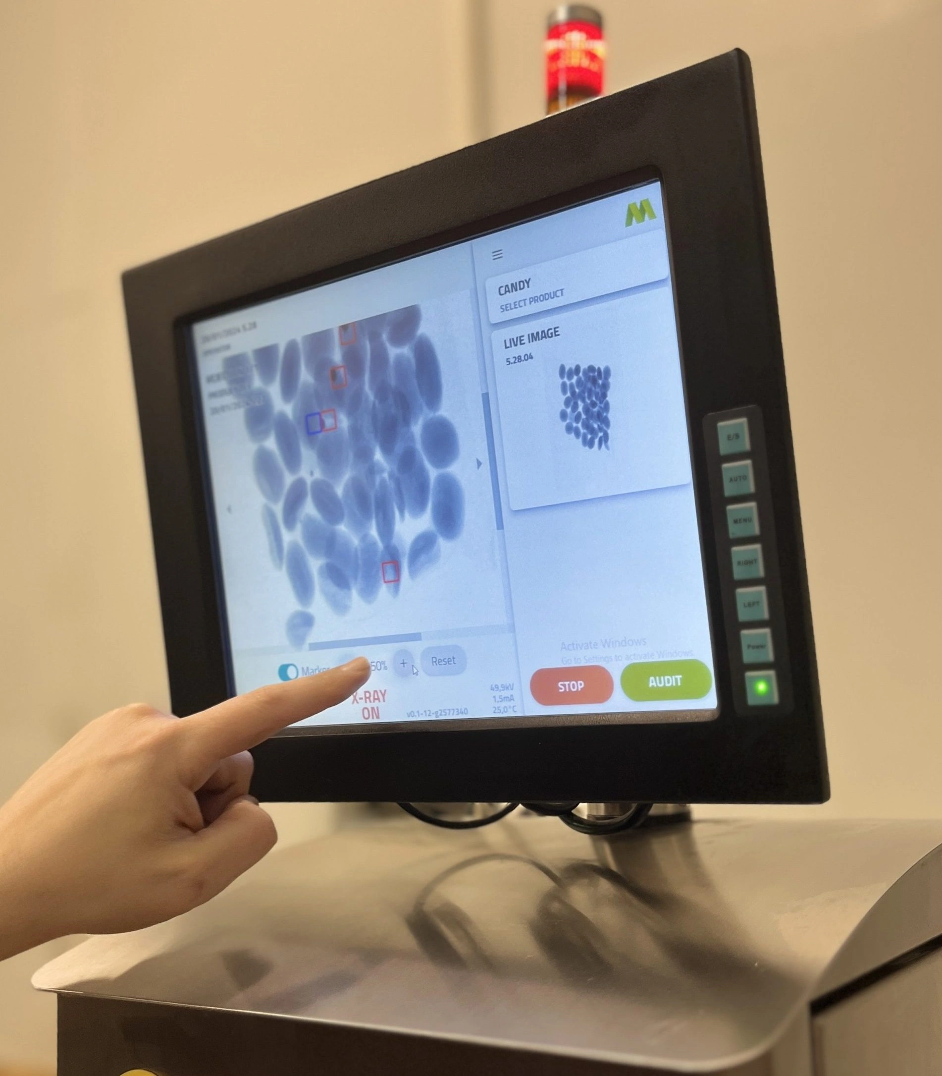 MEKI AI software interface on Windows 11 with X-ray inspection system